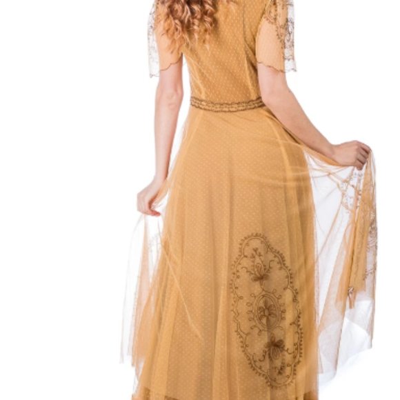 Nataya  Vintage Inspired Gold 1920's Dress-PMNAT1C - Picture 3 of 5